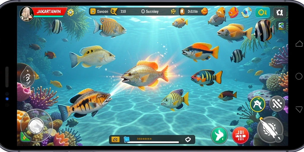 Tampilan gameplay menegangkan dalam JAKARTAWIN dengan aksi Tembak Ikan.