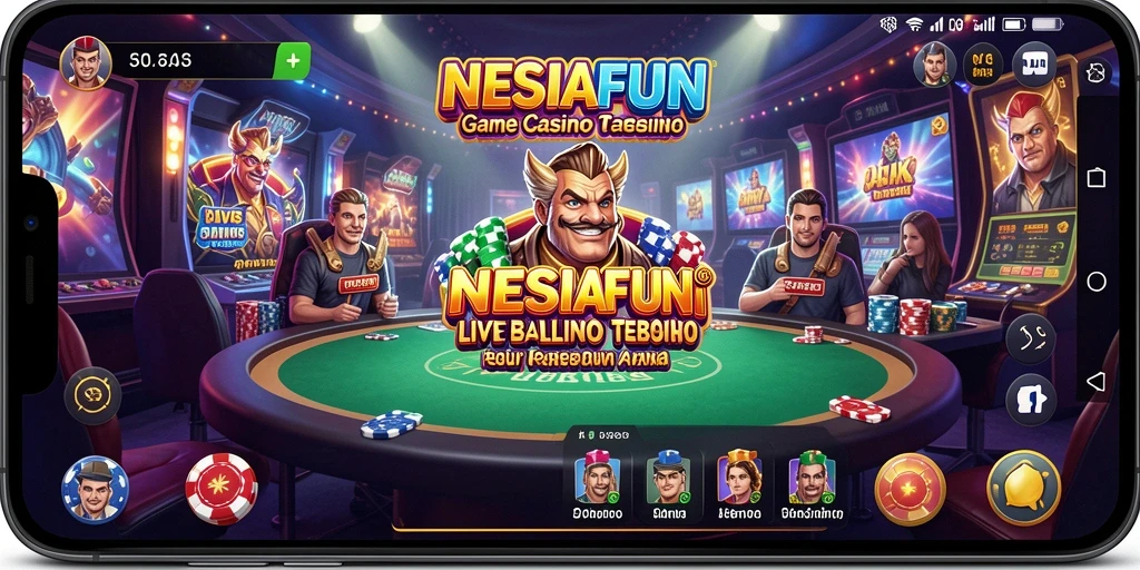 Screenshot NESIAFUN menampilkan dealer langsung yang sedang beraksi di meja permainan.
