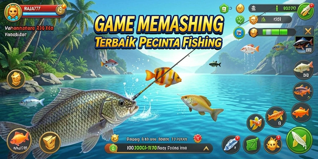 Screenshot gameplay RAJA777 yang menunjukkan aksi memancing yang seru.